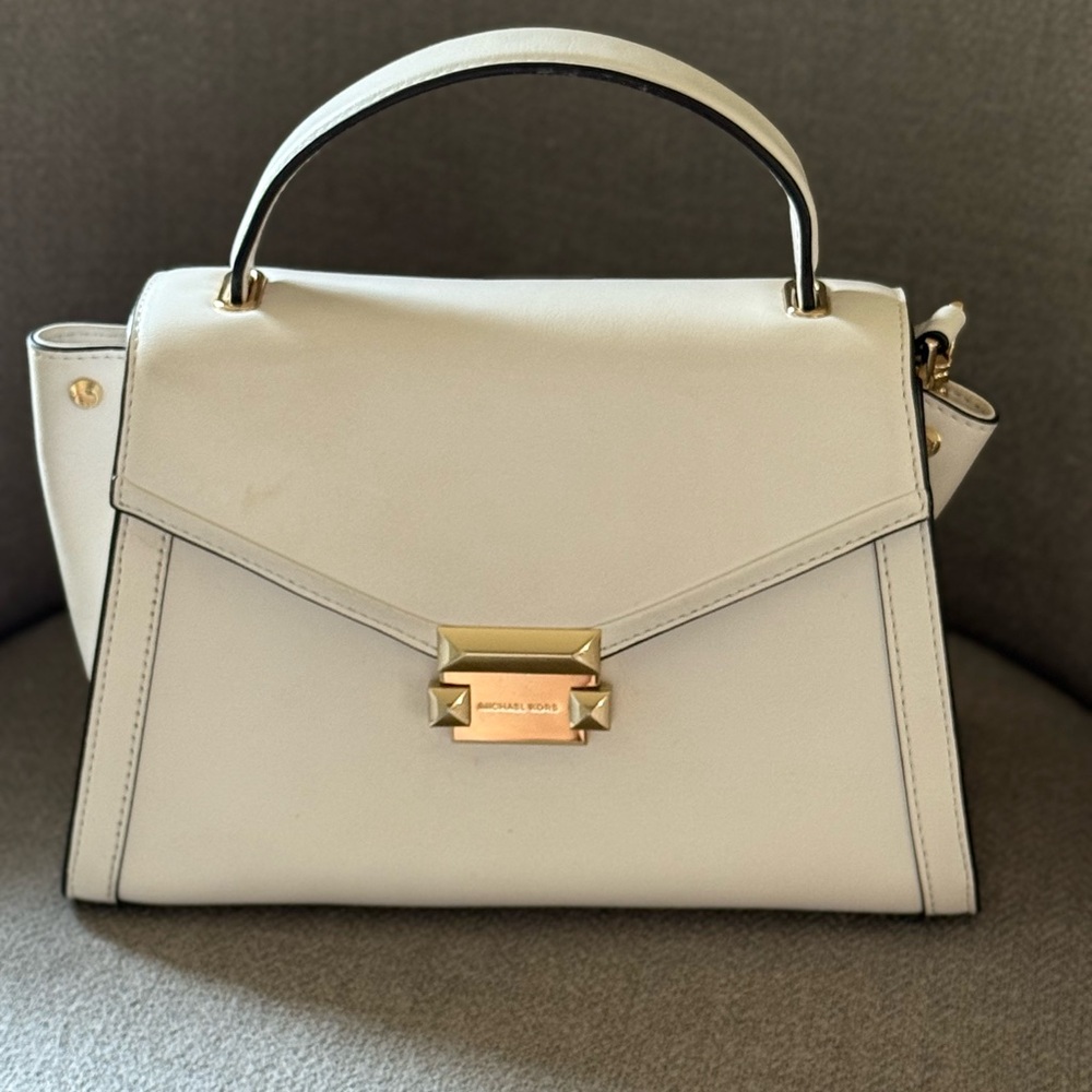 Michael Kors Cream Satchel with Gold Accents